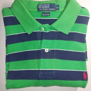 Ralph Lauren Short Sleeve Polo Shirt Size XL Green Blue Stripe